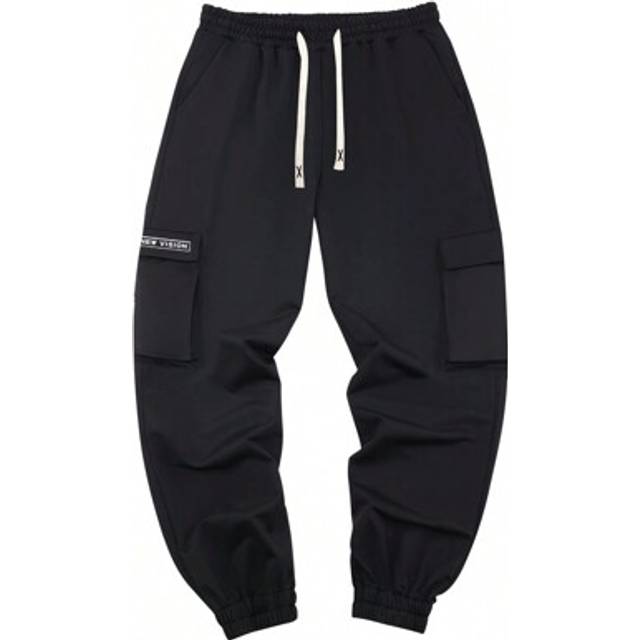 SHEIN Men&#39;s Casual Letter Print Drawstring Waist Cargo Jogger Sweatpants For Spring Autumn