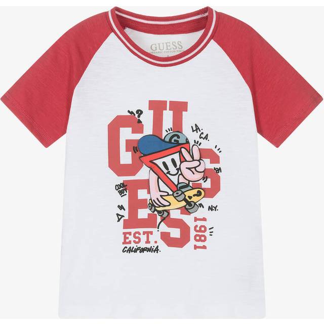 Guess Boys Red Raglan T-Shirt - Red/White - 2 year