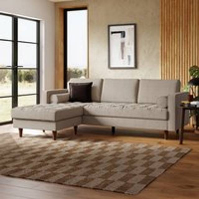 Zoe Casual Sit Multi Yarn Boucle Corner Chaise Sofa - Natural