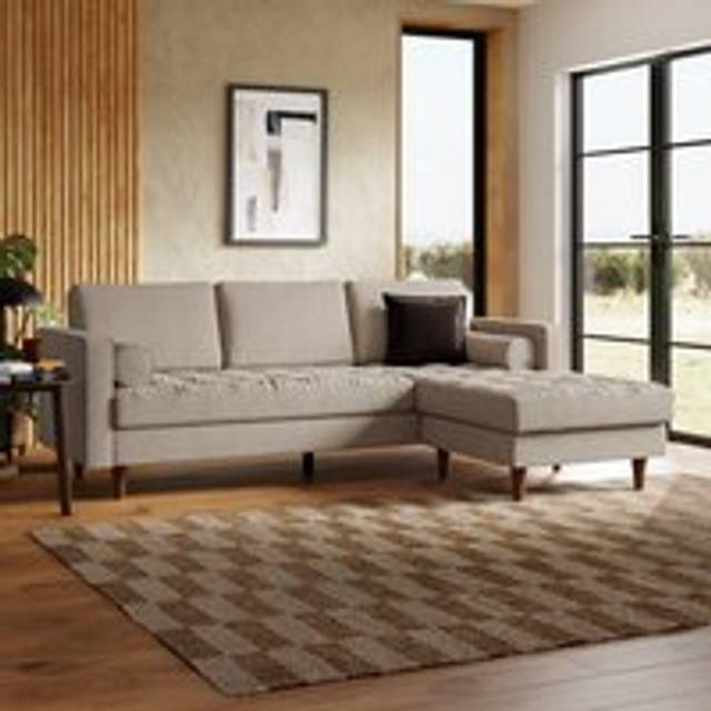 Zoe Casual Sit Multi Yarn Boucle Corner Chaise Sofa - Natural