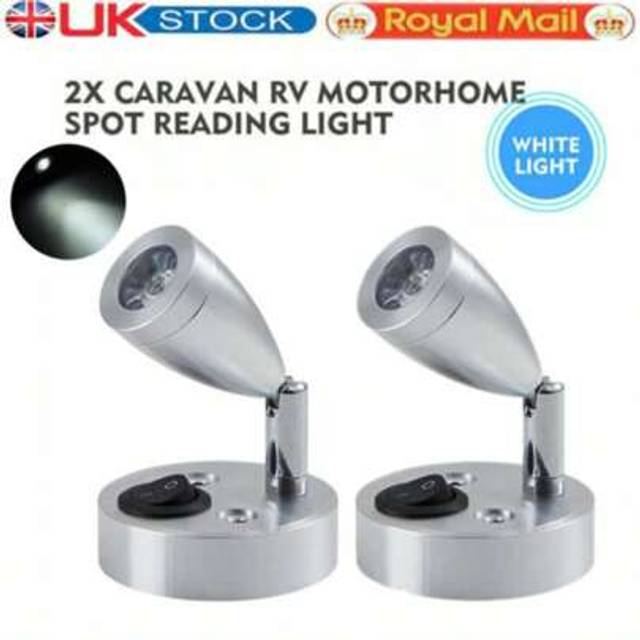 SHEIN 2PCS 12V LED Spot Reading Light Bed Side Lamp Wall Sconce Switch Camper Van Caravan For Boat Motorhome Light
