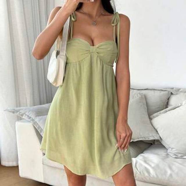 SHEIN Women Casual Simple Stylish Daily Wearing Slip Dress,Sage Green Dress,Sun Dress