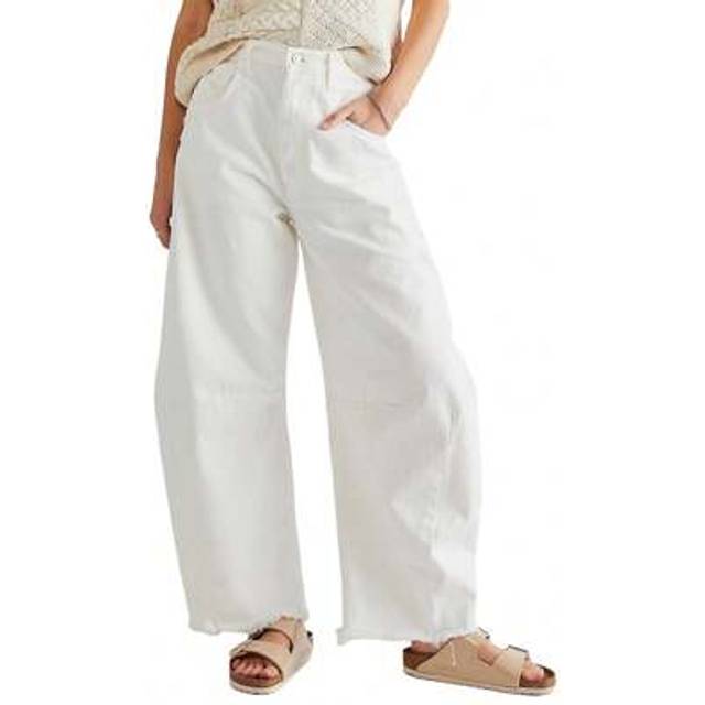 SHEIN Women&#39;s Baggy Boyfriend Jeans Vintage Wide Leg Mid Rise Barrel Denim Ankle Pants With Pockets Streetwear