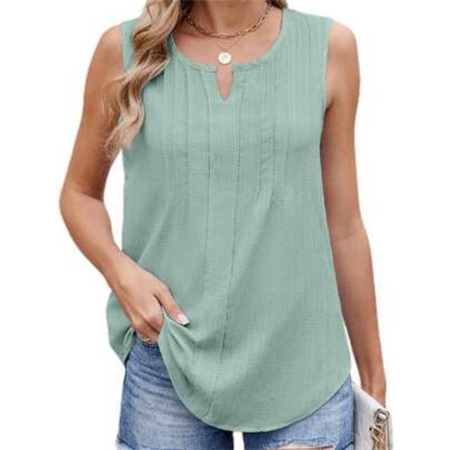 SHEIN Women Tank Tops Solid Color V-Neck Casual Chiffon Vests Summer Loose Sleeveless Tops Streetwear