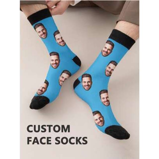 SHEIN 1 Pair Custom Put Any Face On Socks For Men And Women, Personalized Photo Socks For Handsome Guys & Beautiful Girls, Interesting Customized Picture Co