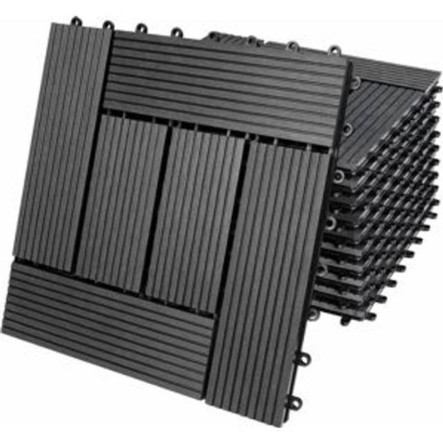 Composite Decking Tiles 11Pcs Anthracite 30x30cm Mosaic