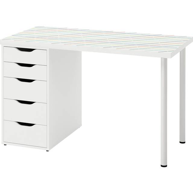 LAGKAPTEN / ALEX skrivbord, galler flerfärgad/vit, 120x60 cm