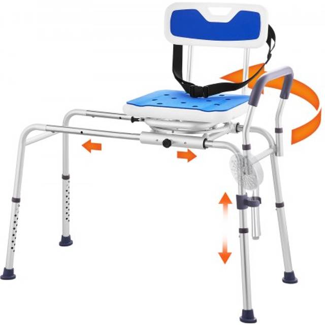 Vevor sliding tub transfer bench shower chair with 360 degree swivel seat 400lbs