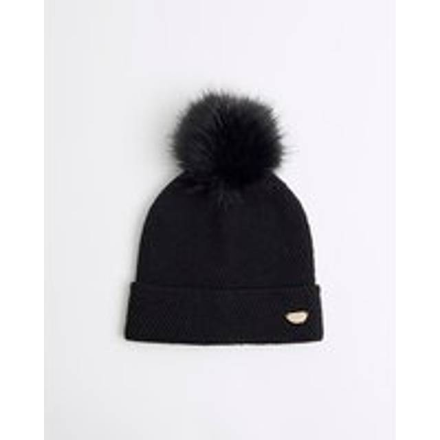 River Island Girls Black Oversized Pom Pom Beanie - h5-8 Yrs