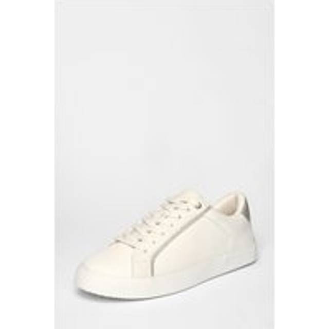Off White Faux Leather Glitter Trainers - 8