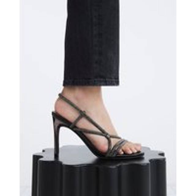 River Island Womens Black Diamante Strappy Heeled Sandals - 4