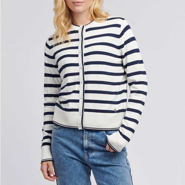 Ivory/Navy Striped Cardigan - Cream (L)