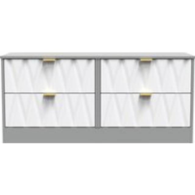 Welcome Furniture Ready Assembled Las Vegas 4 Drawer Bed Box In White Matt & Dusk Grey, White