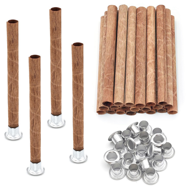 20PCS Wood Spiral Candle Wicks 4x0.32inch/100x8mm, Wood Wick Tube
