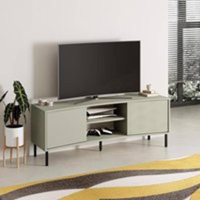 Fwstyle 2 Door Ash Green Curved Tv Unit Stand - One Size