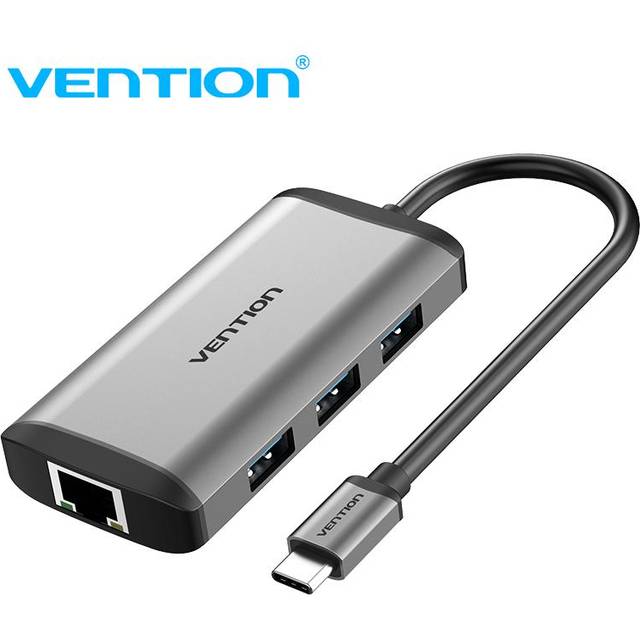Vention Type-c HUB USB C HUB till USB 3.0 Thunderbolt 3 HDMI RJ45 för MacBook Pro Samsung Galaxy S9 Adapter grå färg