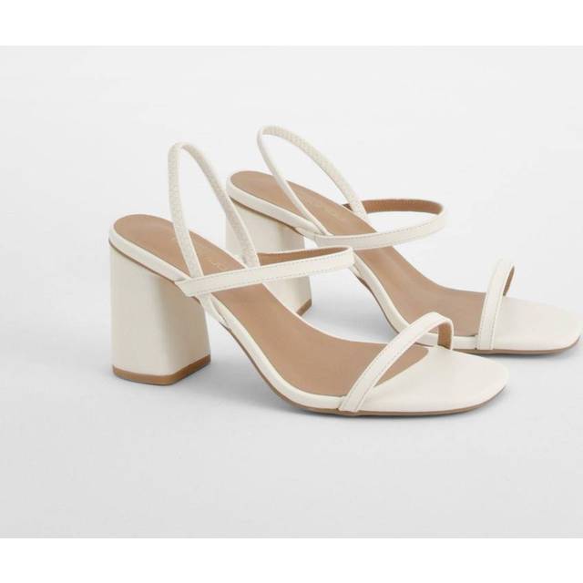 Womens Wide Fit Elasticated 2 Part Block Heels - White - 8