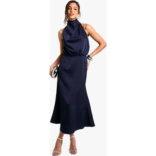 Womens Cowl Neck Sleeveless Midaxi - Navy - 14