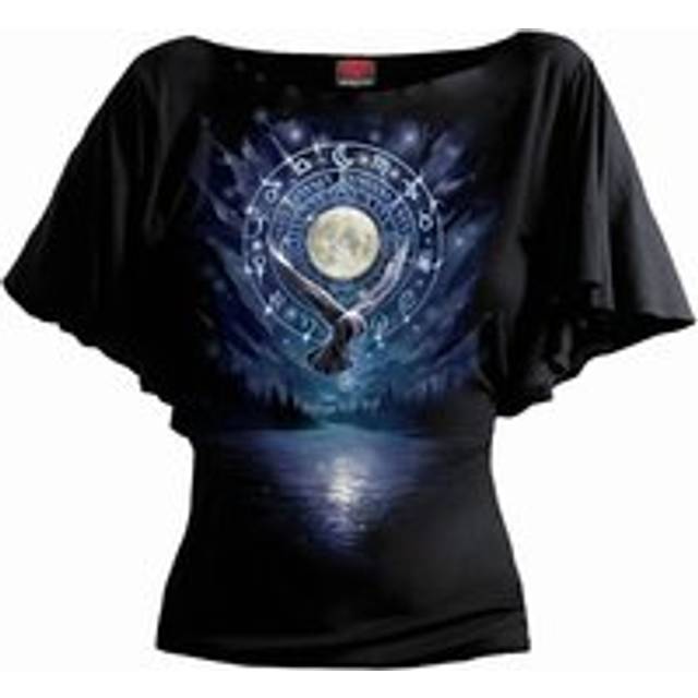 (XL, Black) Spiral Direct Womens/Ladies Witchcraft Boat Neck Batwing Sleeve T-Shirt