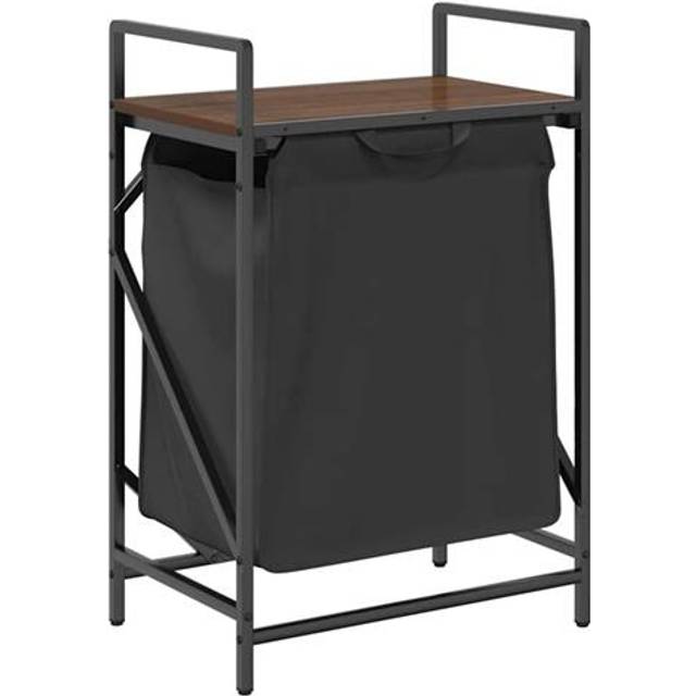Laundry Basket 1 Compartment with Shelf Brown Oak Vidaxl