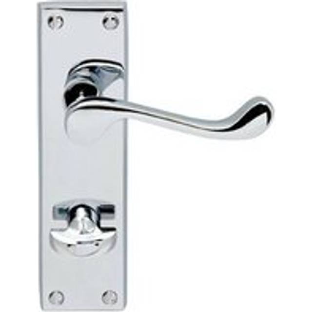 PAIR Victorian Scroll Lever on Bathroom Backplate 155 x 41mm Polished Chrome