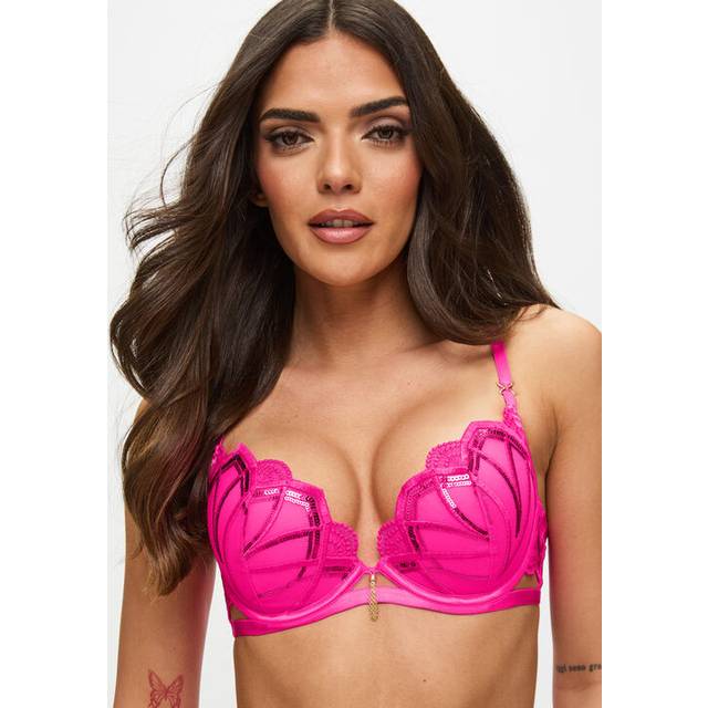 Womens Desiring Decadence Padded Plunge Bra - Pink - 36C