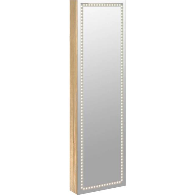 Brayden Studio Ameliah Jewellery Armoire with Mirror Brown 106cm H X 31.5cm W X 9cm D