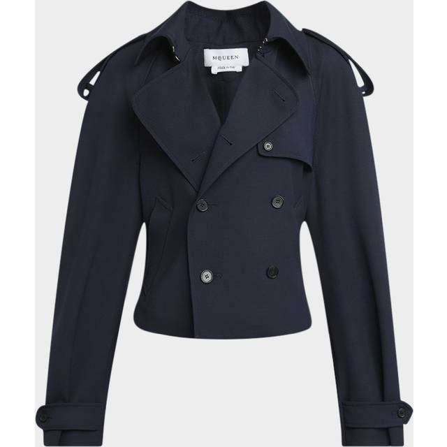 Cropped Trench Coat - NAVY - 48 IT (12 US)