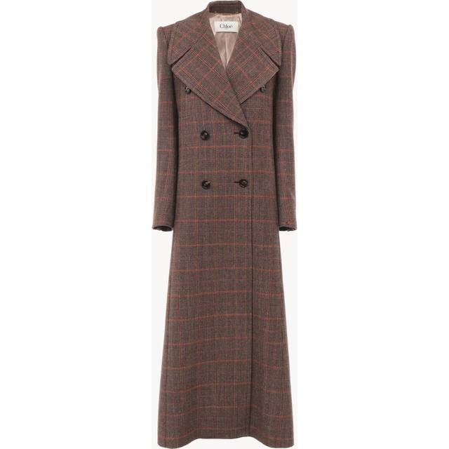 Chloé - Double-breasted Checked Wool Coat - Dark brown - Brown - FR 36