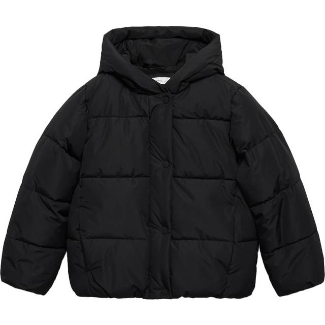 Hooded liner quilted coat black - Kids - 10 - MANGO KIDS - Black