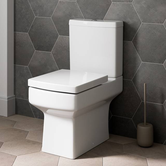 Affine close coupled bathroom toilet space saving pan soft close seat dual flush
