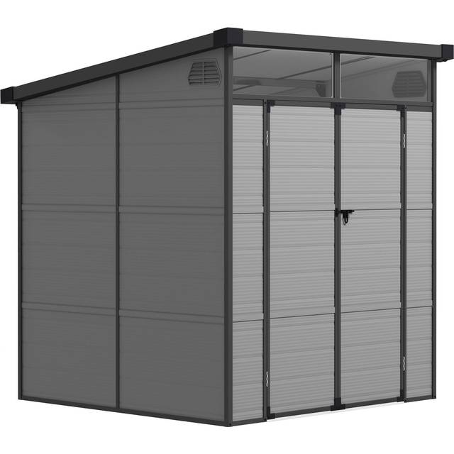 Outsunny 6 x 6ft Plastic Garden Shed with Windows and Air Vents - Light Grey | TJ Hughes
