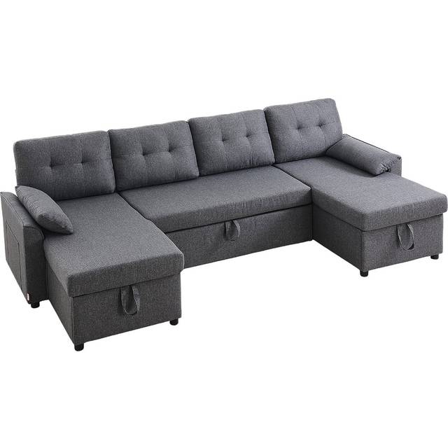 VEVOR U-Formet Sovesofa 6-Personers Dobbelt Chaiselong Grå Sofa