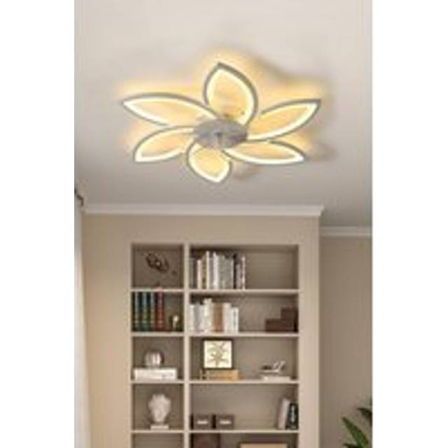 66W Modern Ceiling Fan Light with Flower Shape - White - One Size