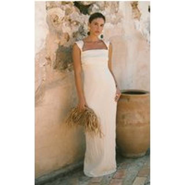 Cream Textured Knot Strap Detail Maxi Dress, White - 6