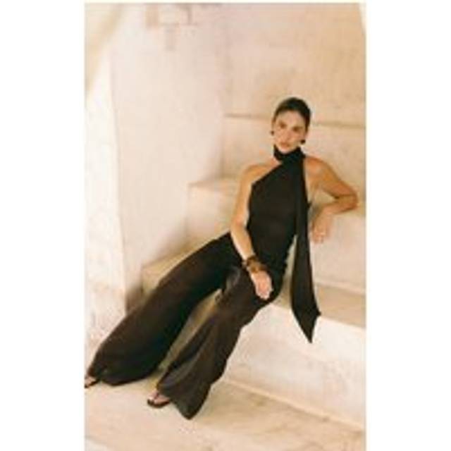 Chocolate Textured One Shoulder Scarf Detail Jumpsuit, Chocolate - 8