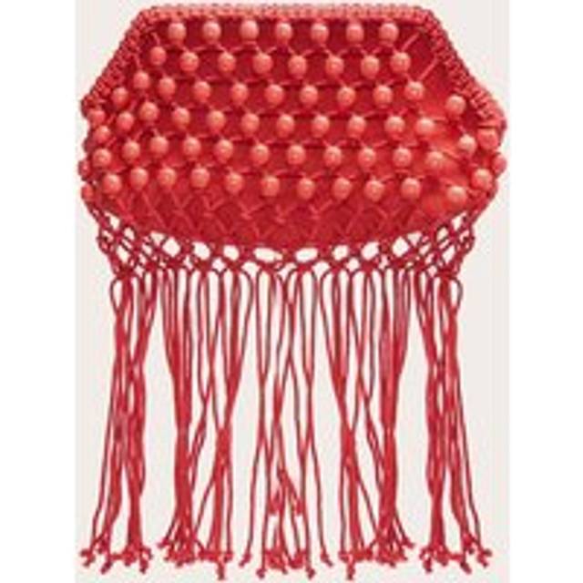 Bright Red Beaded Weave Clutch Bag, Bright Red - One Size