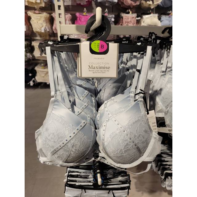 Primark 2 sizes bigger boost bra diamante lace maximise cage push up thick pad b