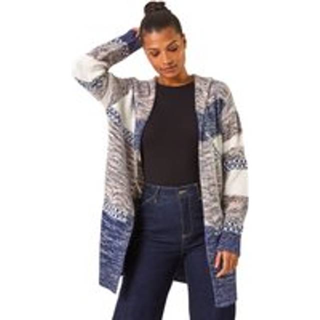 Hooded Colour Block Stitch Cardigan - Black - 20