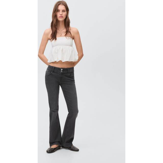 Low-waist flared jeans black denim - Teenage girl - XS - MANGO TEEN - Black denim