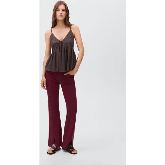 Flared jeans with opening burgundy - Teenage girl - L - MANGO TEEN - Burgundy