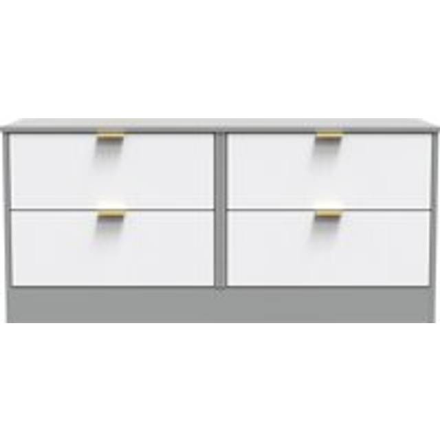 Welcome Furniture Ready Assembled Nashville 4 Drawer Bed Box In White Matt & Dusk Grey, White