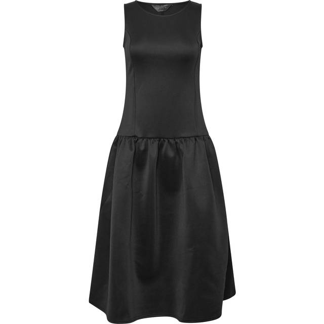 Pixiegirl Petite Black Scuba Drop Waist Midi Dress 16 Pixiegirl | Petite Women's Midi Dresses