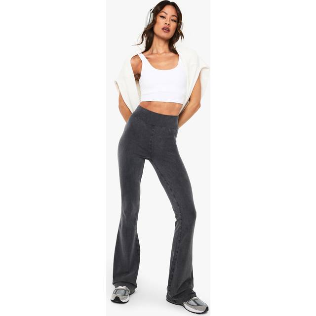 Womens Tall Acid Wash Flared Legging - Grey - 6, Grey