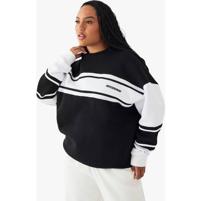 Womens Plus DSGN Studio Colour Block Sweatshirt - Black - 22