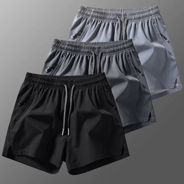 TEMU -piece Men's Running Shorts With Slits, Fitness With Drawstring And Zipper Pockets, Beach Pants
