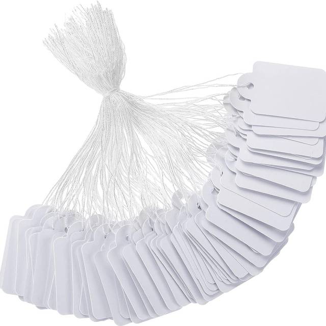 TEMU 1000pcs Price Tag Tags Gift Tags With White Rope With Rope Attached Price Tag Label Used To Display Tag Price Gift Jewelry, Clothing, 1.38 X 0.87 Inches