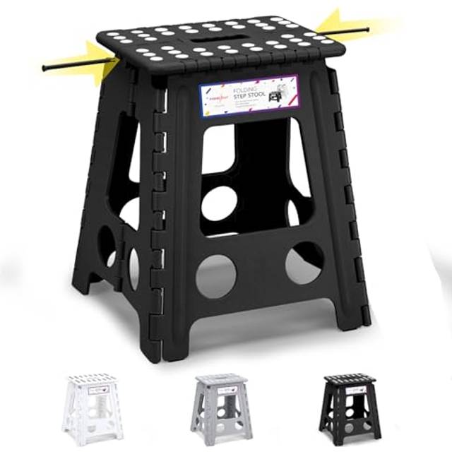 16 inch40cm Folding Step Stool Large Size Kitchen Folding Step Stool for Adults Space Saving Folding Stool for Garden Bathroom Durable Plastic Stool