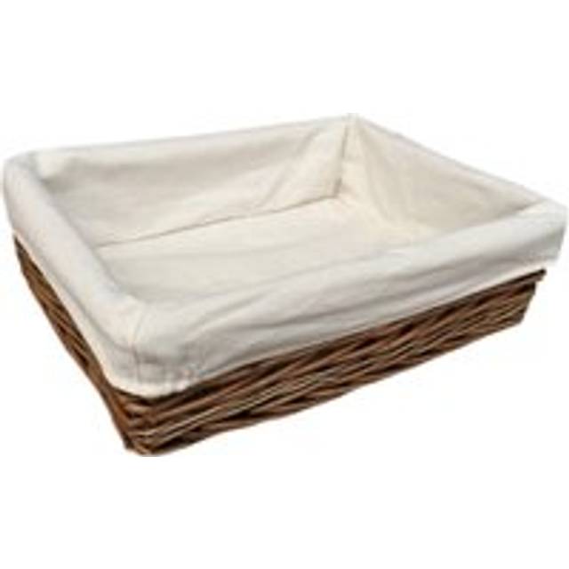 Lined Antique Wash Rectangular Straight Sided Wicker Tray - Large