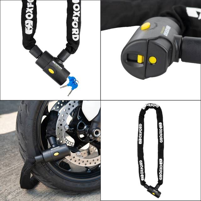 Oxford motorcycle alarm chain10 & lock scooter security 90 db 10 mm x 2.0 m